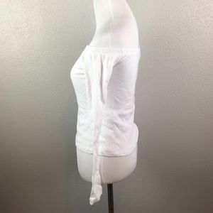 Ambiance Tops - Henley white crop top off the shoulder Ambiance Tops - Henley white crop top off the shoulder